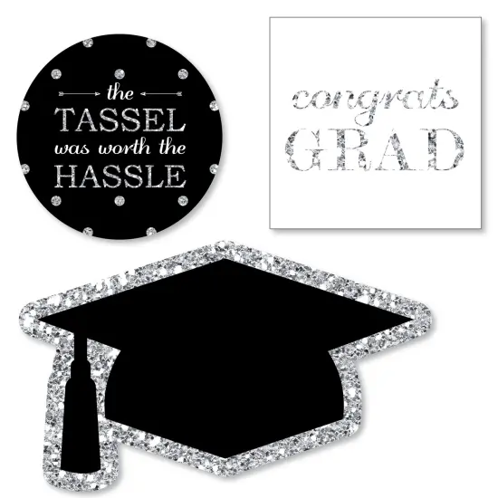 Big Dot of Happiness Tassel Worth The Hassle - Silver - Cut-Outs - 24 Count {1}