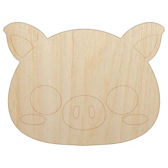 Charming Kawaii Chibi Pig Face Blushing Cheeks Unfinished Wood Shape Piece Cutout for DIY Craft Projects {7}
