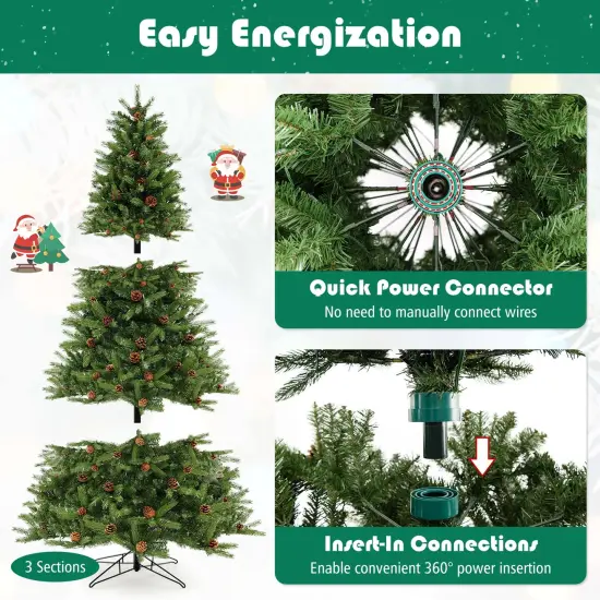 Costway 7 FT Pre-Lit Christmas Tree 3-Minute Quick Shape with Quick Power Connector Timer {6}