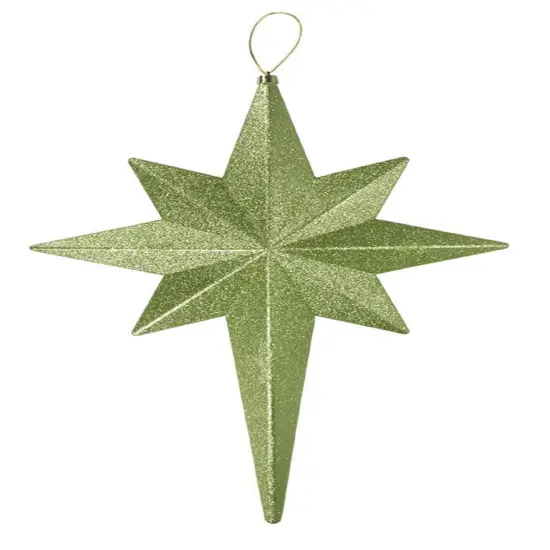 Christmas Central 20" Green Kiwi Glittered Bethlehem Star Shatterproof Christmas Ornament {1}