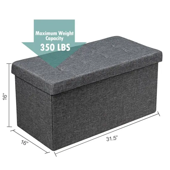 31.5 Inch Fabric Foldable Storage with Removable Storage Bin Dark Grey {5}