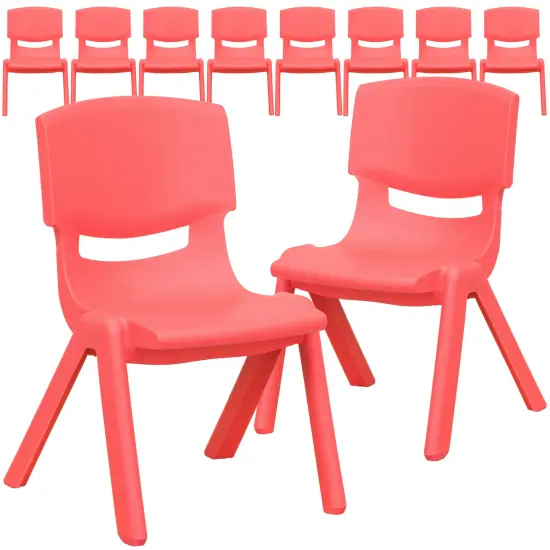 Emma and Oliver 10 Pack Plastic Stackable School Chair with 10.5" Seat Height Red {2}