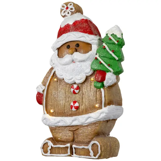 Northlight Lighted Gingerbread Santa with Frosted Tree Christmas Figure - 16" Brown {5}