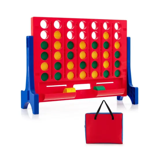 Jumbo 4-to-Score Connect Game Set with Carrying Bag and 42 Coins Blue {3}