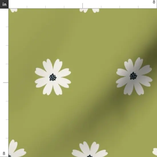 Various Fabrics by the Yard or Fat Quarter Little Daisy Simple Botanical Summer Floral White Green Small Scale Avocado Custom Printed Fabric by Spoonflower {4}