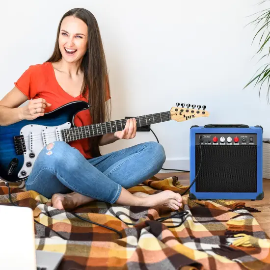 LyxPro Electric Guitar Amp, 20w Portable Mini Amplifier Blue {6}