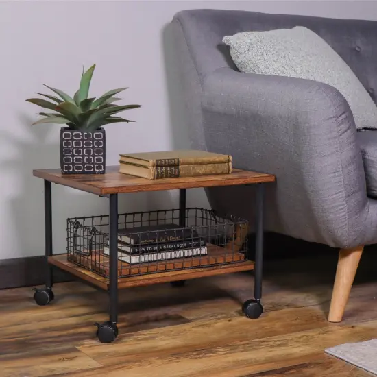 7Penn Rolling Cart on Wheels - 2 Shelf Under Table Printer Stand for Desk {5}