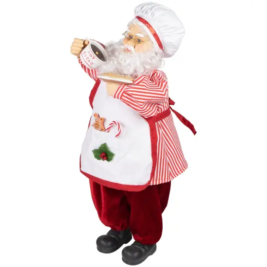 Northlight Animated and Musical Chef Santa Claus With Hot Cocoa and Cookie Christmas Figure - 24" Red {5}