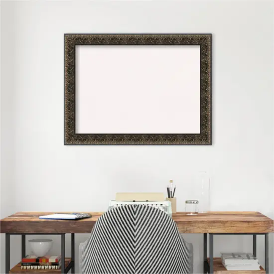 Intaglio Embossed Black Wood Framed Corkboard, White Cork {6}