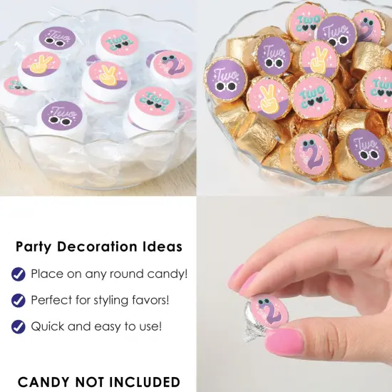 Big Dot of Happiness Two Cool - Girl - Pastel 2nd Birthday Party Party Small Round Candy Stickers - Party Favor Labels - 324 Count {6}