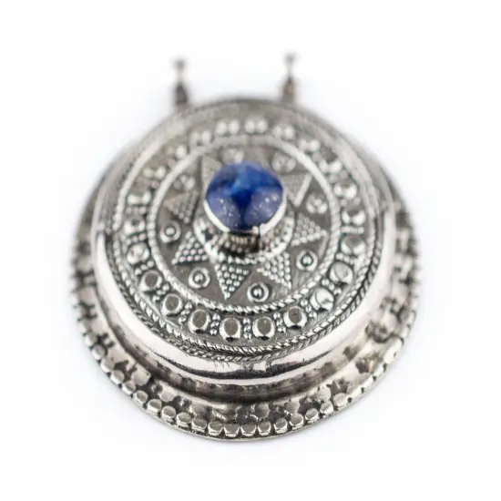 The Bead Chest Lapis-Inlaid Afghan Tribal Pendant (42x46mm) {3}