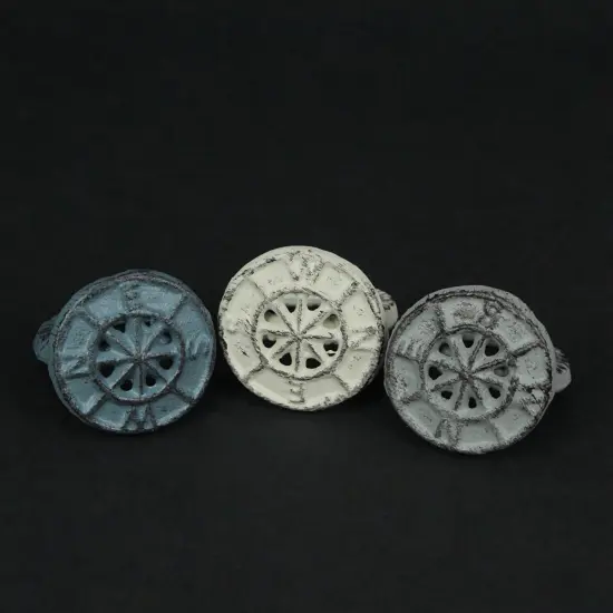 Set of 6 Cast Iron Compass Rose Napkin Rings Decorative Nautical Dining Decor {2}