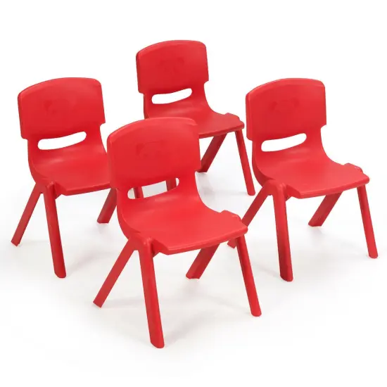 4-pack Kids Plastic Stackable Classroom Chairs Red {1}