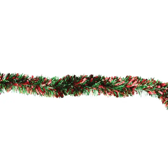 Northlight Tinsel Wide Cut Artificial Christmas Garland - 12' x 3" - Red and Green - Unlit {3}