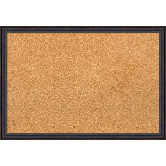 Dark Bronze Scoop Wood Framed Corkboard, Natural Cork {1}