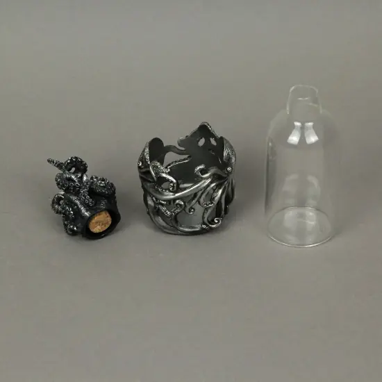 Silver Resin And Glass Octopus Perfume Bottle With Tentacle Cap Decorative Jar {4}
