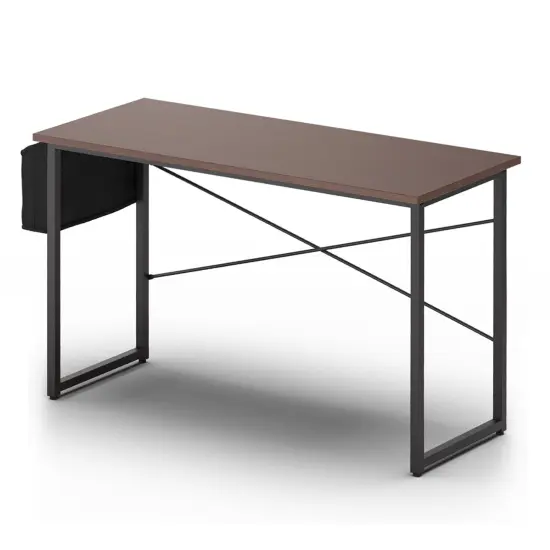 Costway Modern Computer Desk 47'' Study Writing Table w/ Storage Bag Coffee Black/Brown/Coffee {6}