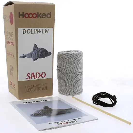 Hoooked Amigurumi DIY Kit W/Eco Barbante Yarn-Dolphin Sado {1}