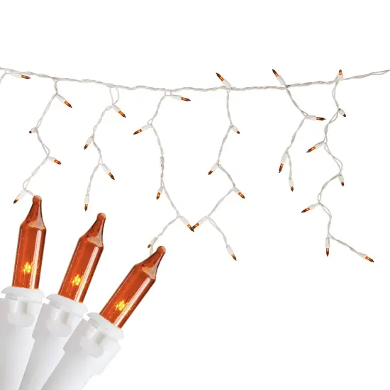 Northlight Mini Incandescent Icicle Christmas Lights - Orange - 3.5' White Wire - 100ct {1}