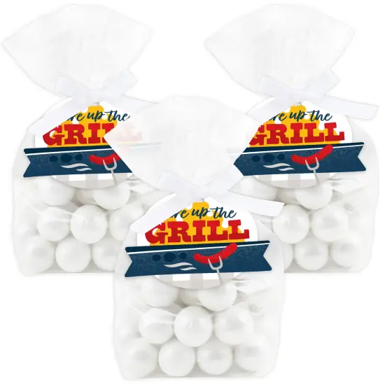 Big Dot of Happiness Fire Up the Grill - Summer BBQ Picnic Party Clear Goodie Favor Bags - Treat Bags With Tags - Set of 12 {1}