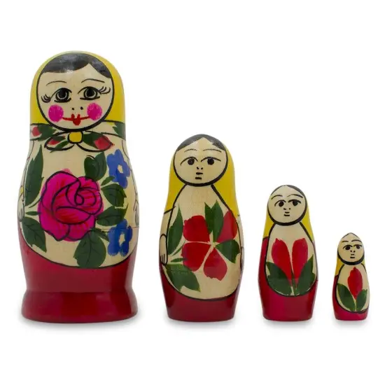 Set of 4 Unfinished Wooden Nesting Dolls DIY Craft Blanks for Painting 4 Inches {6}