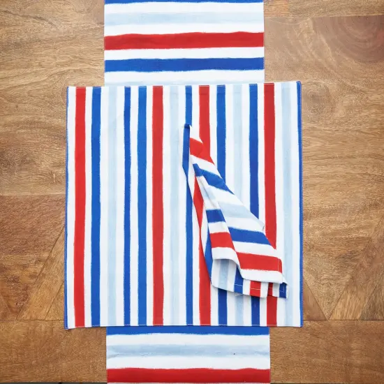Watercolor Patriotic Stripe 4th of July Cotton Cloth Napkin Set of 6 {4}