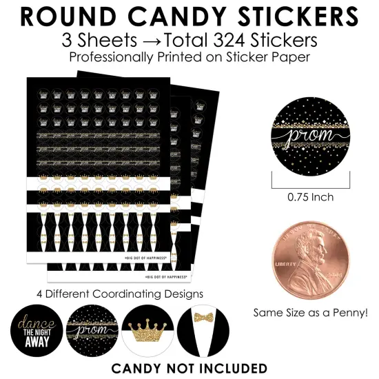 Big Dot of Happiness Prom - Prom Night Party Small Round Candy Stickers - Party Favor Labels - 324 Count {4}