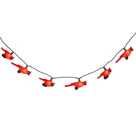 Northlight Cardinal Indoor Outdoor Patio Light Set - 6' Green Wire - 10ct Red {5}