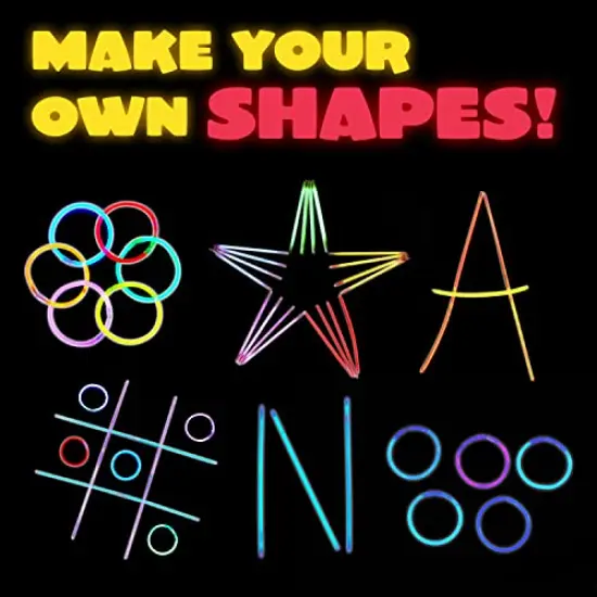 JOYIN 200 Pcs Glow Sticks Bulk 8" Glowsticks, Glow Stick Bracelets Necklaces, Glow in the Dark Neon Party Supplies, Easter, Christmas, Halloween Party Supplies Pack, Football Party Supplies {6}