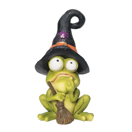 Frog with Witch Hat Halloween Figure Decoration {1}