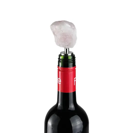 Wild Eye 4.5" Soft Pink Natural Rose Quartz Gem Zinc Alloy Wine Bottle Stopper {3}