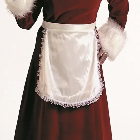 The Costume Center White Short Satin Mrs. Claus Apron with Lace Trim &ndash; One Size {1}