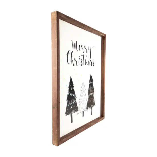 Northlight 19.5" Merry Christmas with Holiday Trees Wall Sign Green {3}