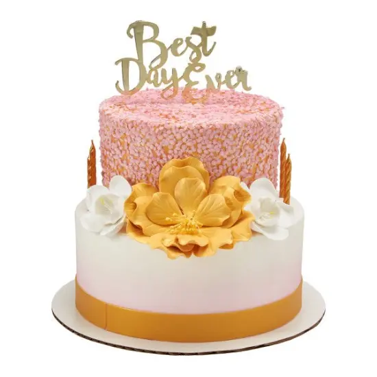 Best Day Ever Plastic Candle Holder Cake Topper, 1ct Gold {3}