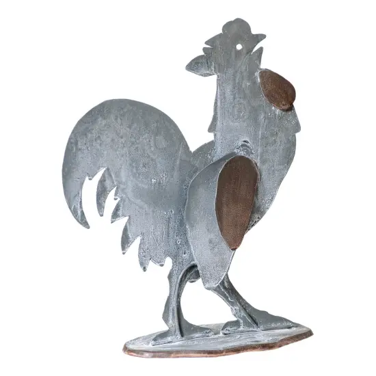 Irvins Country Tinware Metal Rooster in Weathered Zinc Grey {1}