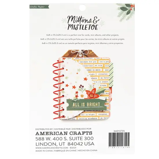 Crate Paper Single-Sided Paper Pad 6"X8" 36/Pkg-Mittens & Mistletoe {3}