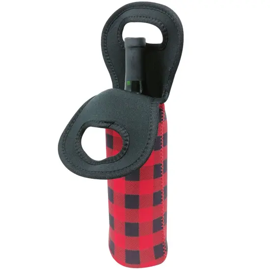 Wrapables Insulated Neoprene Wine Tote, One Bottle / Red Plaid {3}