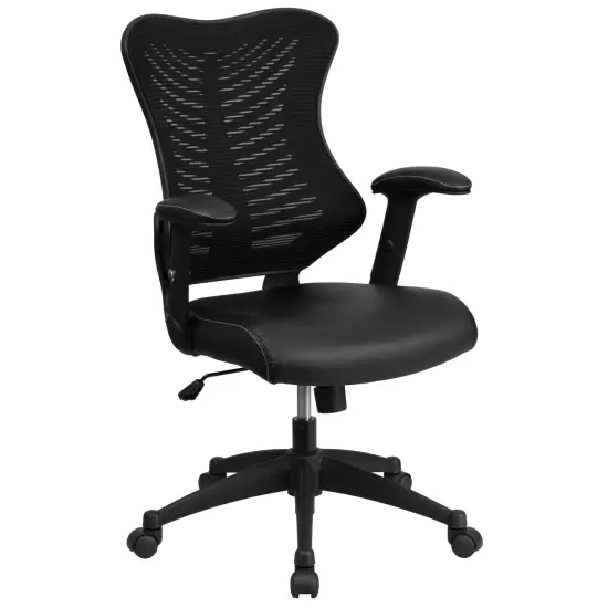 Emma and Oliver High Back Designer Mesh Executive Ergonomic Office Chair w/ Adjustable Arms BlackLeaSoft/Mesh {1}