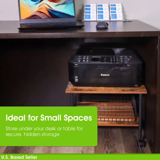 7Penn Rolling Cart on Wheels - 2 Shelf Under Table Printer Stand for Desk {3}