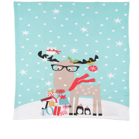 Reindeer & Friends Printed Flour Sack Kitchen Towel Dishtowel {1}