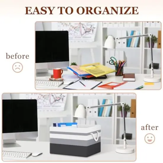 3 Pieces Storage Bin,Collapsible Storage Basket For Organizing,Large Storage Boxes With Rope Handles,Storage Containers,Clothes Organizer,Gradient Grey {3}