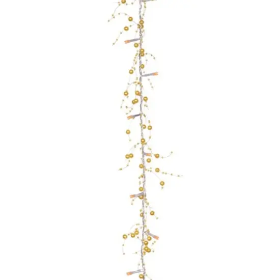 Hofert 78" Pre-Lit LED Gold Beaded Artificial Christmas Garland {1}