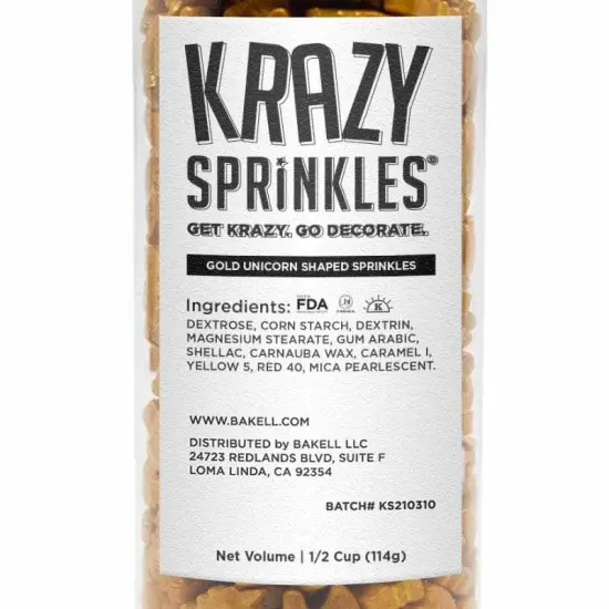 Krazy Sprinkles - Gold Pearl Unicorn (1/2 Cup, 1x Jar) for Cakes, Ice Cream & Cookies {3}