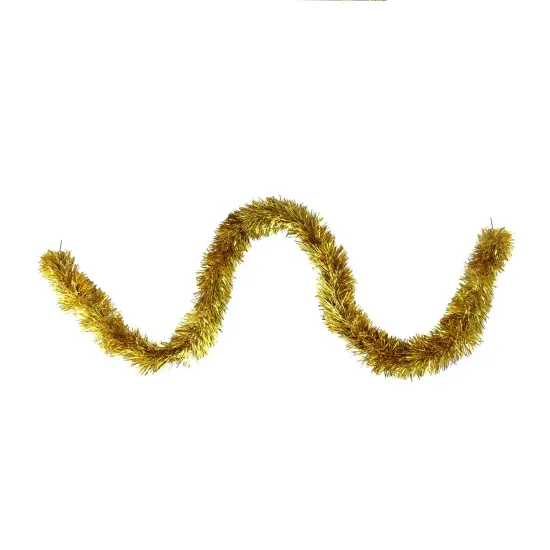 Northlight Traditional Christmas Tinsel Garland - 12' x 2.5" - Deep Gold - Unlit {1}