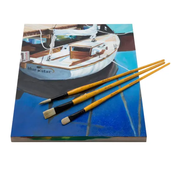 Mimik Hog Professional Synthetic Hog Bristle Paint Brush- Versatile Alternative to Natural Hog Hair Paint Brushes for Oil Painting, Acrylics, Inks, Gouache, Watercolors- Filbert - 2 Pack {6}