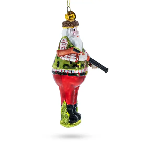 Hunter Santa Glass Christmas Ornament {3}