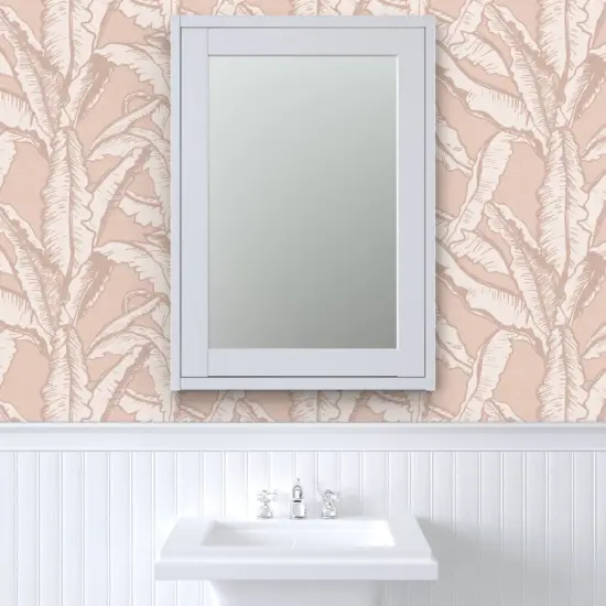 Pre-Pasted Wallpaper 2FT Wide Blush Minimal Rustic Tropical Flora Custom Pre-pasted Wallpaper by Spoonflower {6}