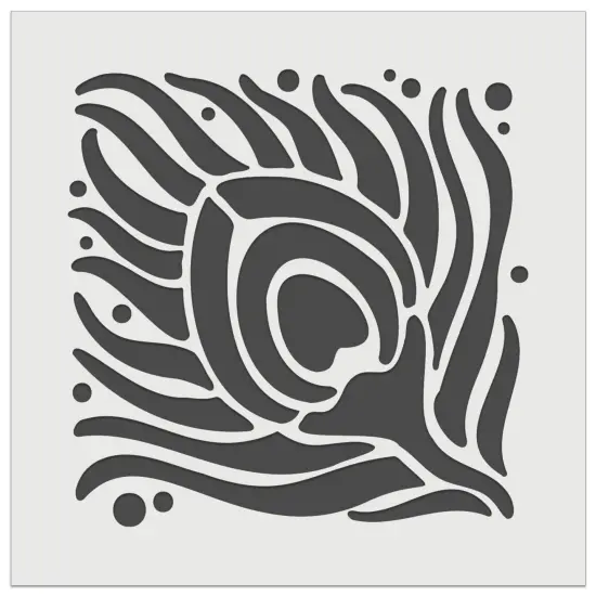 Artsy Peacock Feather Square Wall Cookie DIY Craft Reusable Stencil {7}
