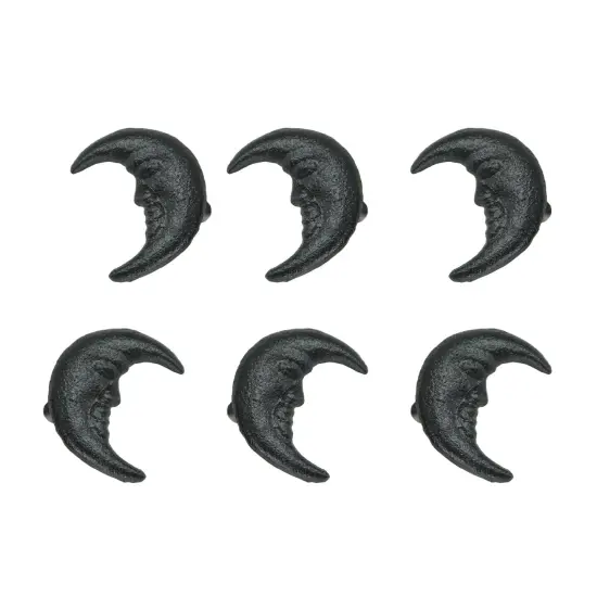 Set of 6 Cast Iron Crescent Moon Face Drawer Pulls {1}