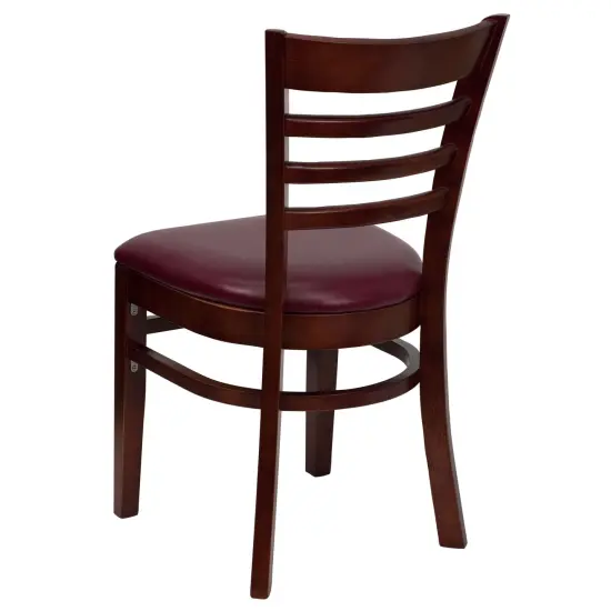 Emma and Oliver 2 Pack Ladder Back Wooden Restaurant Chair BlackVinyl/Cherry {8}